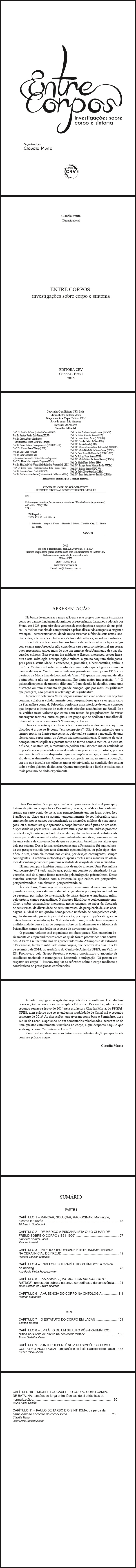 ENTRE CORPOS:<br>investigações sobre corpo e sintoma